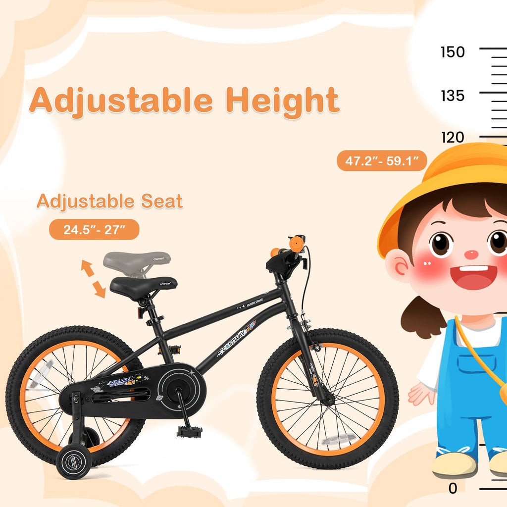 18-Inch Kids Bike Sport Bicycle for 4-8 Years Old with Adjustable Seat-18 inches